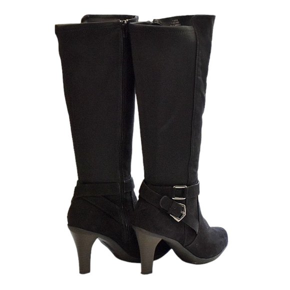 NWOT Kelly & Katie "Mcaw" Black Faux Suede Stretch Tall Boots - Picture 7 of 13